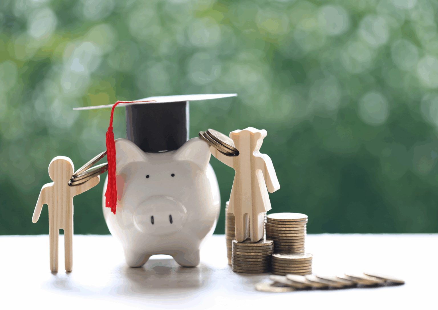 australian university scholarships represented by a piggy bank, graduation cap and pennies