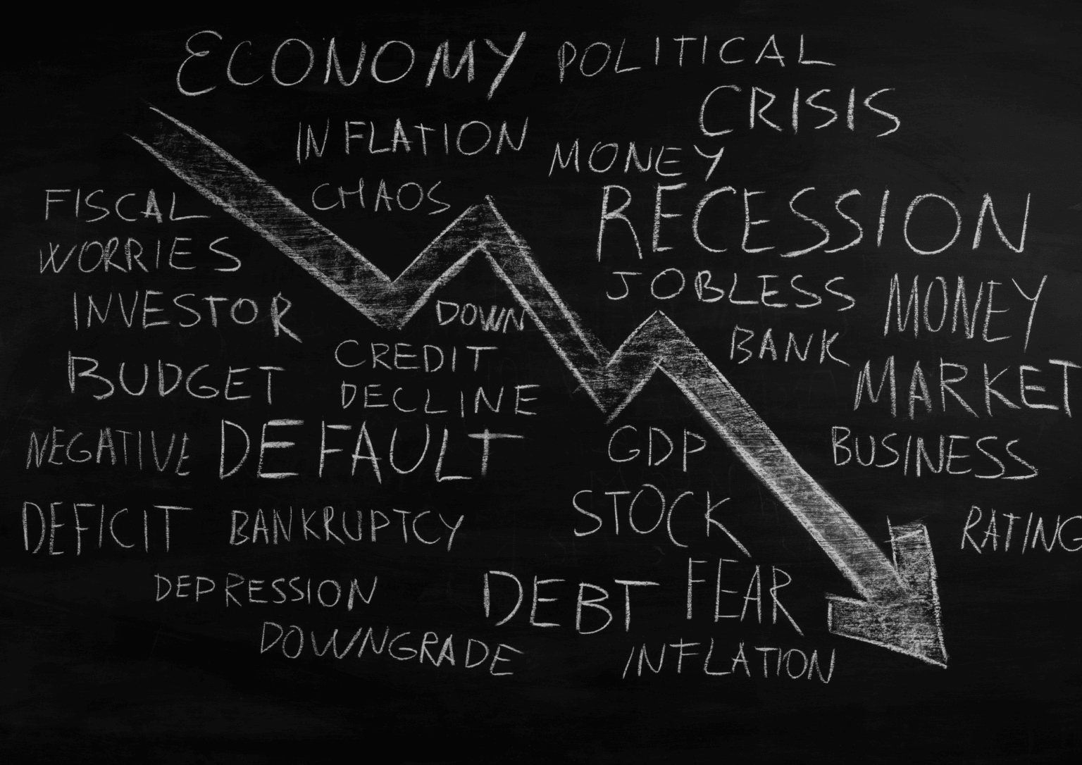 chalkboard with atar economics terminology